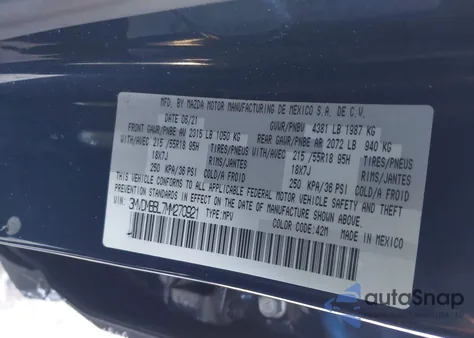 2021 Mazda Cx-30 Select from USA, damaged, VIN 3MVDMBBL7MM270921